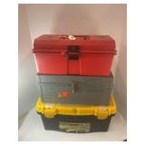 LOT OF 3 PLASTIC TOOLBOXES CRAFTSMAN AND MORE