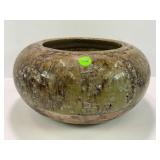 RUSTIC GLAZED POTTERY BOWL - 11 1/2' X 6 1/2' -