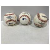 Lot of (3) Official MLB Baseballs (Two Batting P