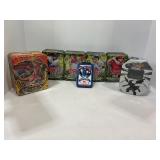 Box of Sports and Gaming Tins Lot of (6)