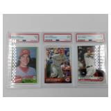 Lot of (3) Cincinnati Reds PSA Graded Baseball C