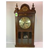 ANTIQUE WIND UP MANTLE CLOCK - 23 1/4' X 11' X 5'