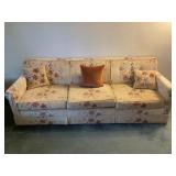 MID CENTURY MODERN UPHOLSTERED FLOWER COUCH - 86'