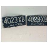 PAIR OF 1963 OHIO LICENSE PLATES