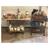 TWO ROLL AROUND GARAGE CARTS WITH CONTENTS AND