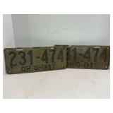 PAIR OF 1927 OHIO LICENSE PLATES