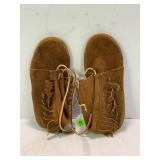 PAIR OF CHILDRENS HANDMADE LEATHER MOCCASINS -