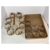SET OF 15 MCM BLACK AND GOLD BARWARE GLASSES WITH