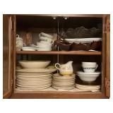 CONTENTS OF CABINET IN KITCHEN - PYREX, WHEAT