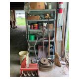 METAL GARAGE SHELF WITH CONTENTS - SPUD BARS,