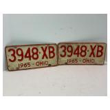 PAIR OF 1965 OHIO LICENSE PLATES