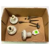 VICTORIAN HAND PAINTED PORCELAIN DOOR KNOBS &