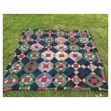 ANTIQUE HAND STITCHES CRAZY PATCH QUILT -80' X 72'