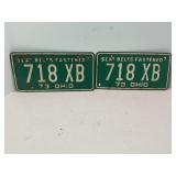 MATCHING SET OF OHIO 1973 LICENSE PLATE