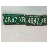 SET OF OHIO 1973 LICENSE PLATE
