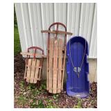 CHAMPION & OTHER VINTAGE SLEDS & PLASTIC SLED