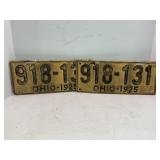 PAIR OF 1925 OHIO LICENSE PLATES