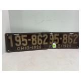 PAIR OF 1926 OHIO LICENSE PLATES