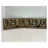 PAIR OF 1938 150TH ANNIVERSARY OHIO LICENSE PLATES