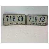 MATCHING SET OF 1969 OHIO LICENSE PLATE
