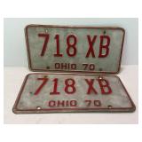 MATCHING SET OF OHIO 1970 LICENSE PLATES
