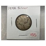 1942 CANADIAN SILVER QUARTER