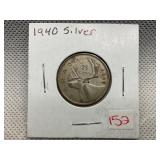 1940 CANADIAN SILVER QUARTER