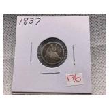 1837 SEATED HALF DIME