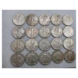 LOT OF 20 1940'S  WALKING LIBERTY HALF DOLLARS