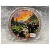 MOMMA BEAR W/ CUBS FIVE OUNCE .999 FINE COPPER