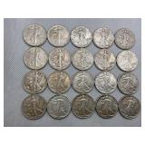 LOT OF 20 1943  WALKING LIBERTY HALF DOLLARS