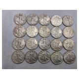 LOT OF 20 1940'S  WALKING LIBERTY HALF DOLLARS