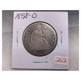1858-O SEATED HALF DOLLAR