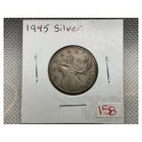 1945 CANADIAN SILVER QUARTER