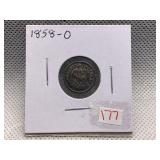 1858-O SEATED HALF DIME