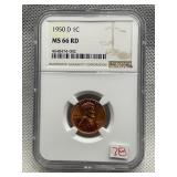 1950-D NGC MS66 RD LINCOLN CENT