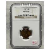 1957 NGC MS65 RB LINCOLN CENT
