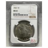 1922 NGC MS61 PEACE DOLLAR