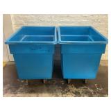 LOT OF 2 ROLL AROUND PLASTIC TOTES -38" X 27" X