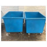 LOT OF 2 ROLL AROUND PLASTIC TOTES -31" X 43" X