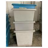 LOT OF 4 PLASTIC TOTES - 39" X 26" X 28" - GREAT