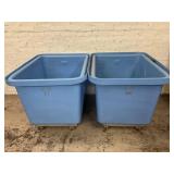 LOT OF 2 ROLL AROUND PLASTIC TOTES -31" X 41" X