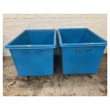 LOT OF 2 ROLL AROUND PLASTIC TOTES -31" X 43" X