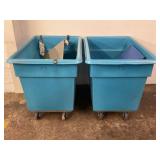 LOT OF 2 ROLL AROUND PLASTIC TOTES -40" X 31" X