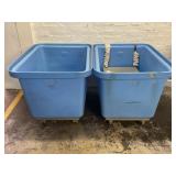 LOT OF 2 ROLL AROUND PLASTIC TOTES -31" X 41" X