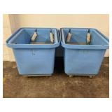 LOT OF 2 ROLL AROUND PLASTIC TOTES -31" X 41" X