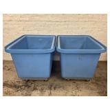 LOT OF 2 ROLL AROUND PLASTIC TOTES -31" X 41" X