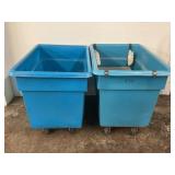 LOT OF 2 ROLL AROUND PLASTIC TOTES -39" X 27" X