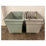 LOT OF 2 ROLL AROUND PLASTIC TOTES -39" X 31" X