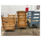 LOT OF 3 WOOD ROLL AROUND UTILITY CARTS - CART